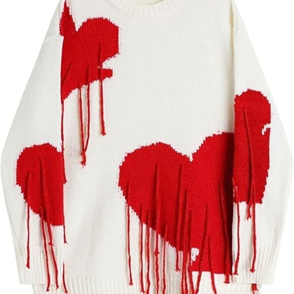 Heart Tassel Valentine Sweater - Picture 1 of 6